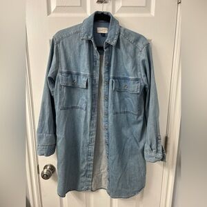 Light Blue Denim Shacket/dress with Front Patch Pockets